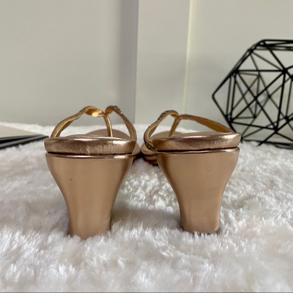 Block Low Heel Sandals Rhinestone Thong Slippers - Picture 7 of 9